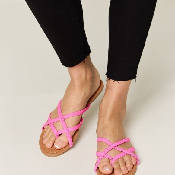Pink Strappy Braid Sandals - Picture 5 of 6